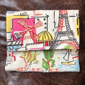 Handmade envelope clutch Paris print multi color